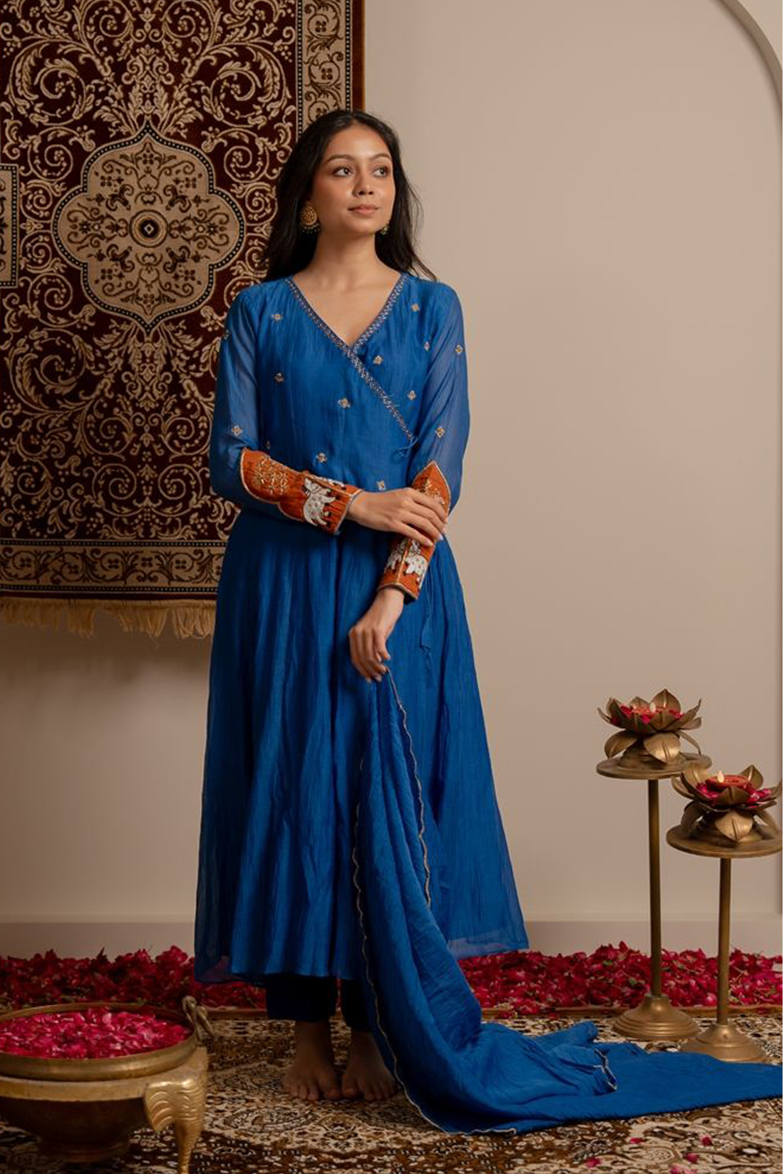Electic Blue Angrakha Suit Set
