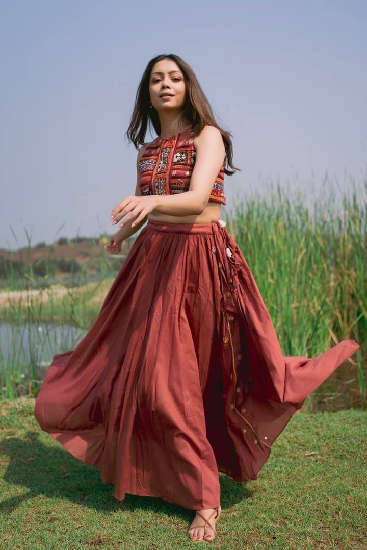 Brick Red Mull Cotton Skirt