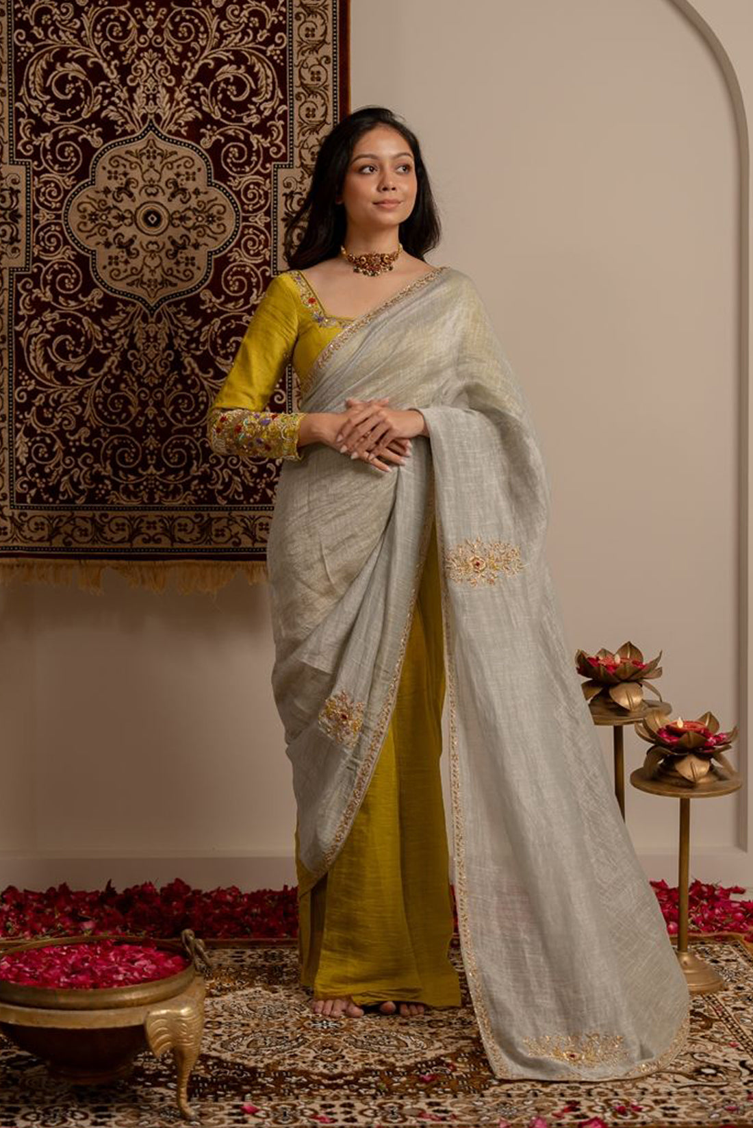Double Shaded Dabka Saree