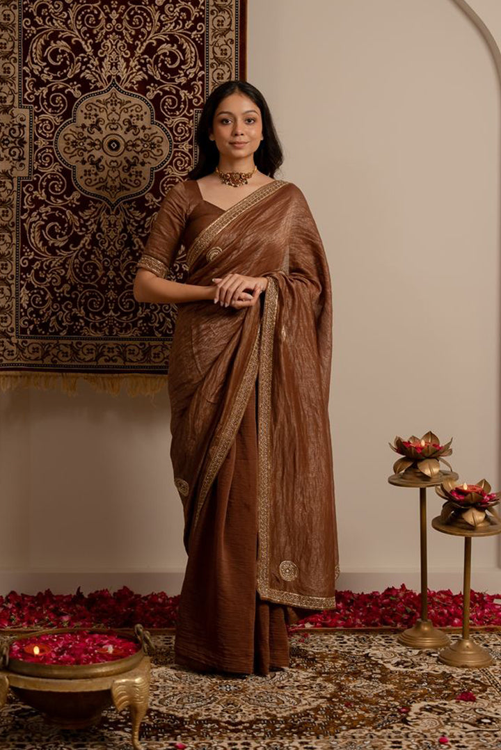 Mahogany Tissue Silk Saree
