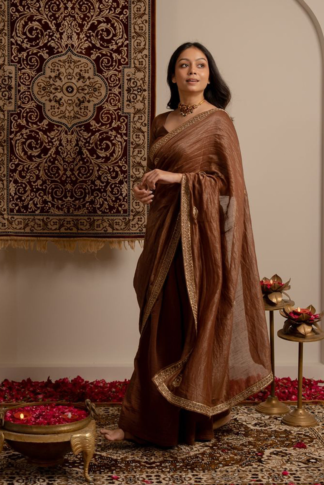 Mahogany Tissue Silk Saree