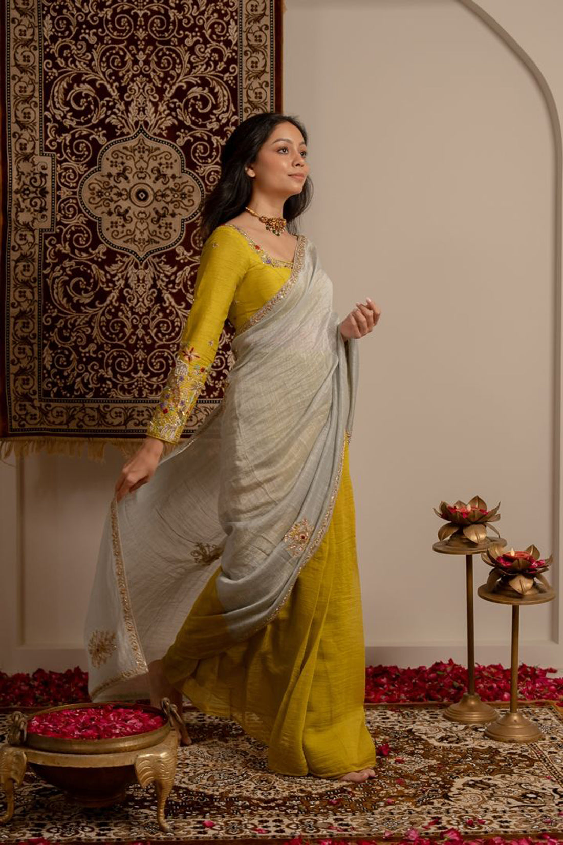 Double Shaded Dabka Saree