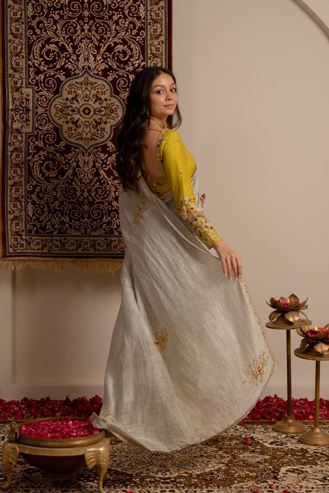 Double Shaded Dabka Saree