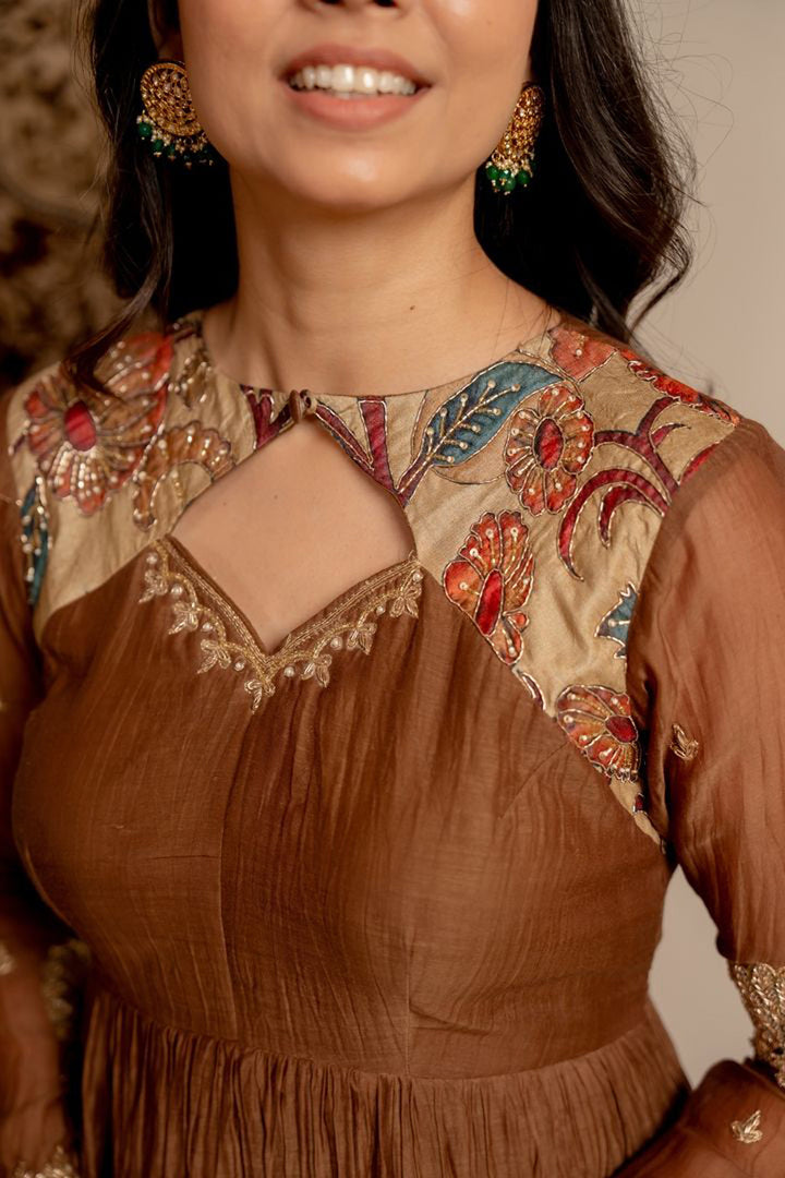 Cherry Wood Anarkali Suit Set