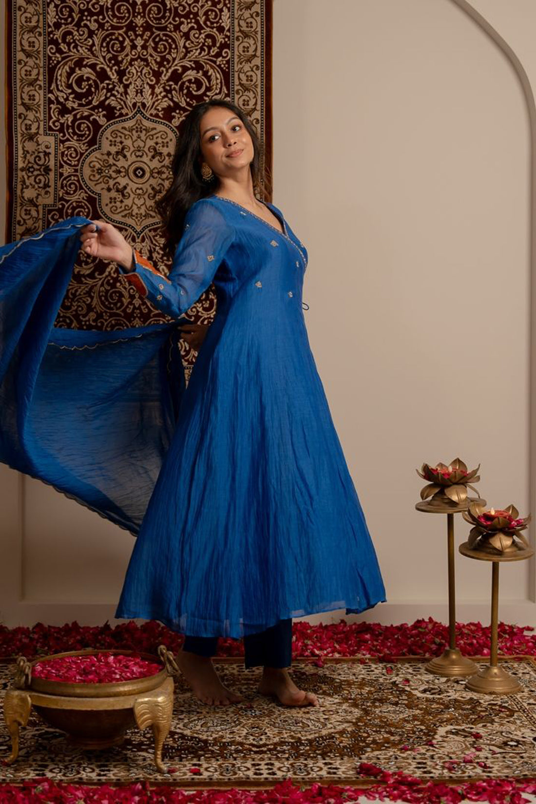 Electic Blue Angrakha Suit Set