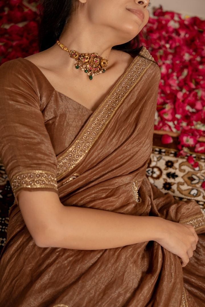 Mahogany Tissue Silk Saree