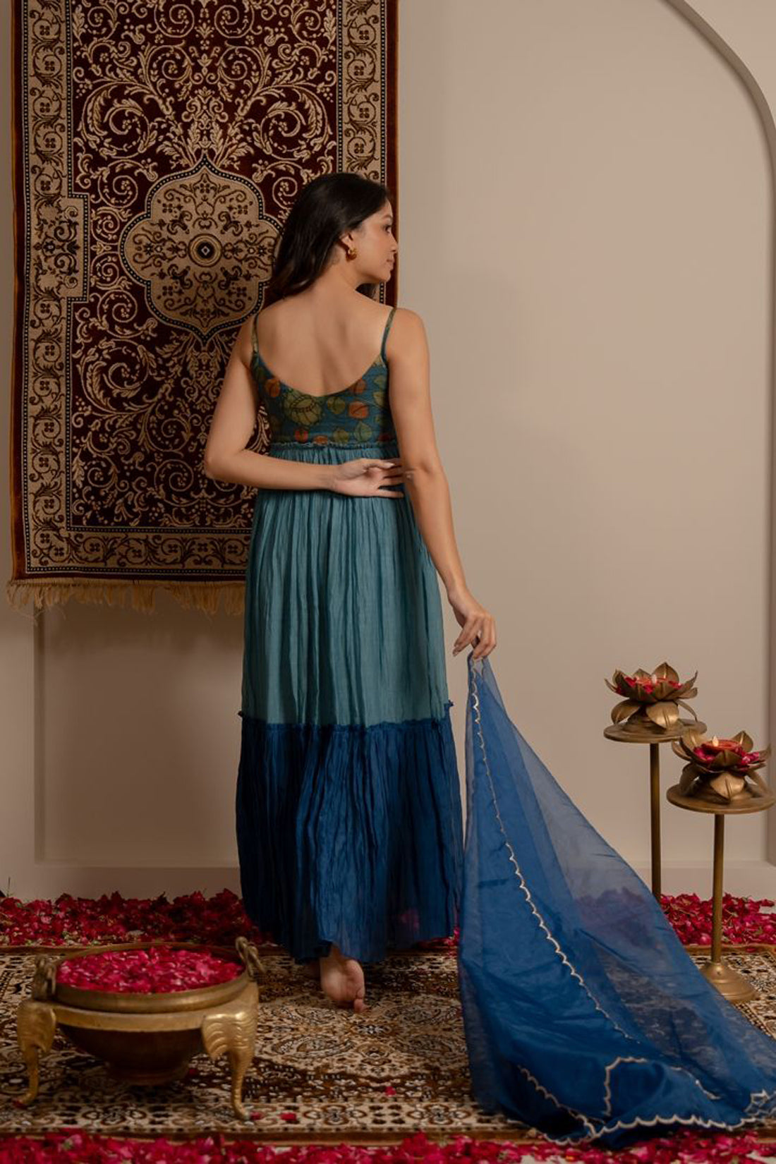 Azure Kalamkari Printed Gown