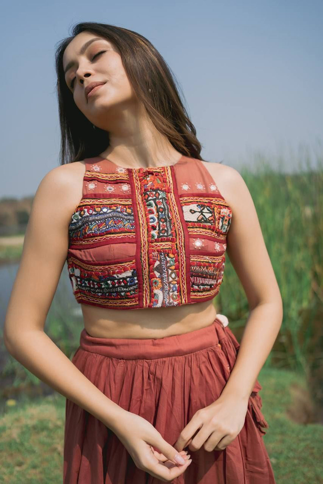 Brick Red Mull Cotton Skirt