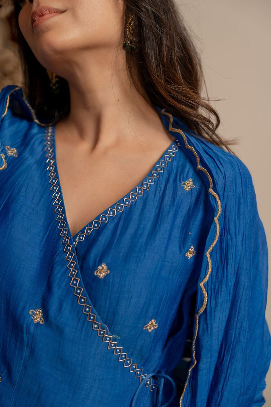 Electic Blue Angrakha Suit Set