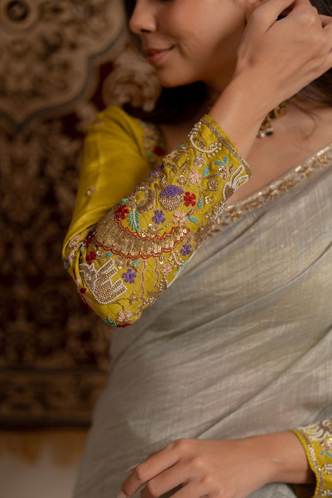 Double Shaded Dabka Saree