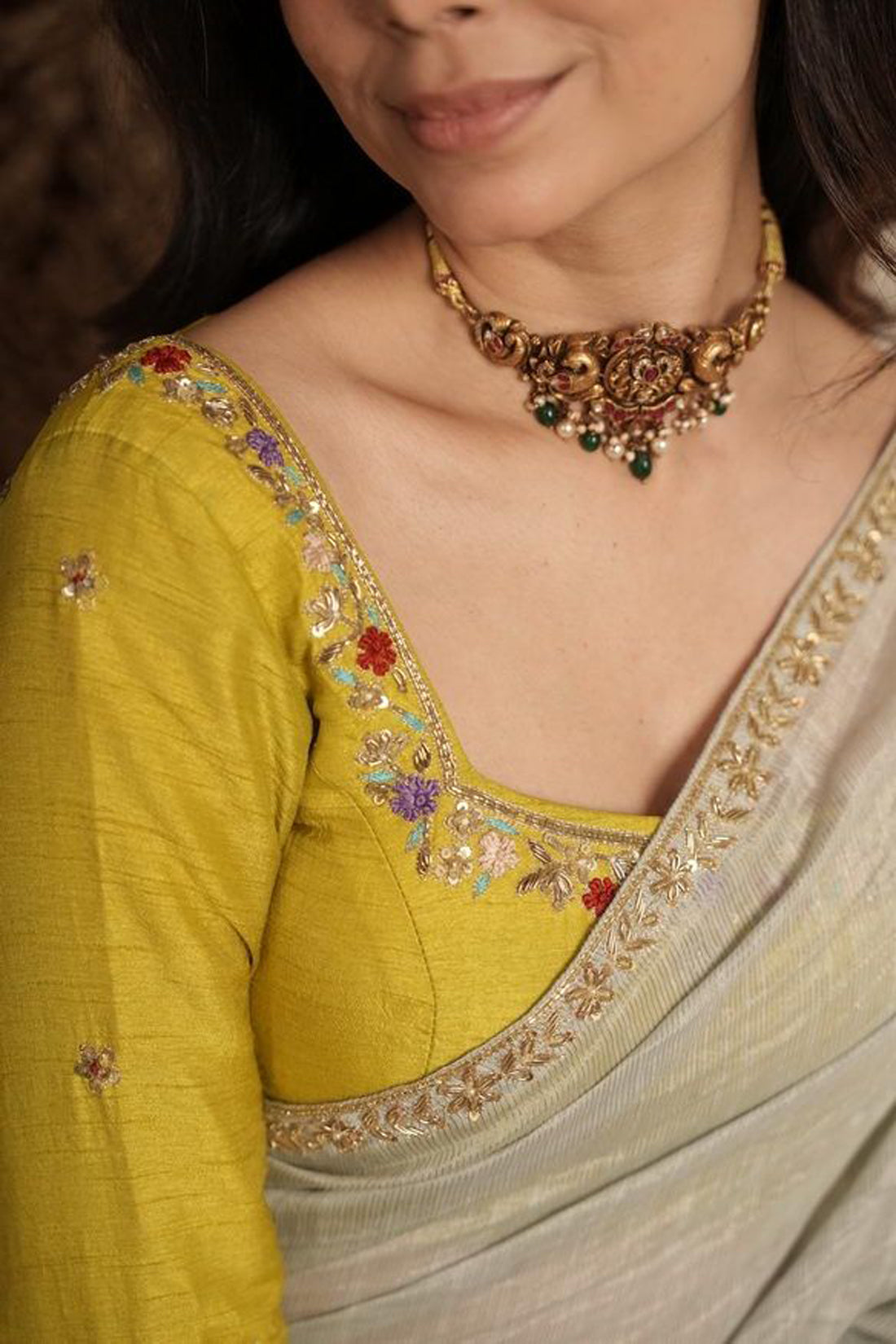 Double Shaded Dabka Saree