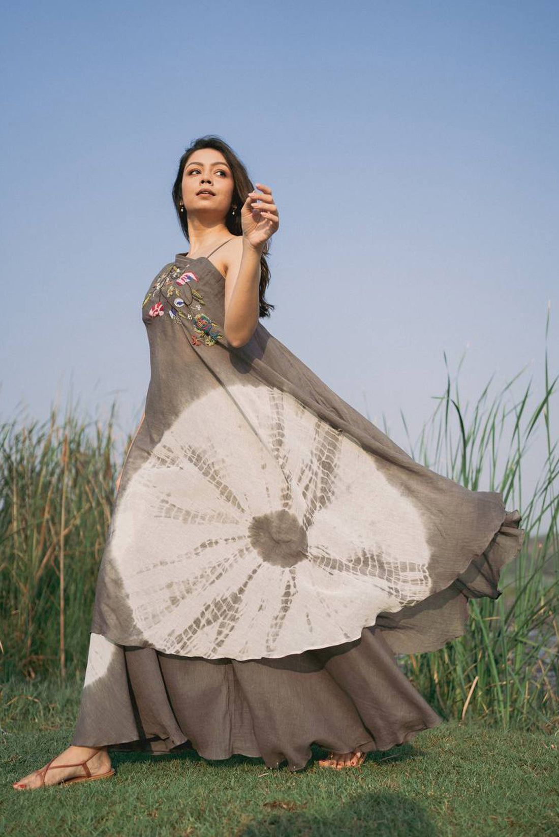 Grey Shibori Plazzo Set