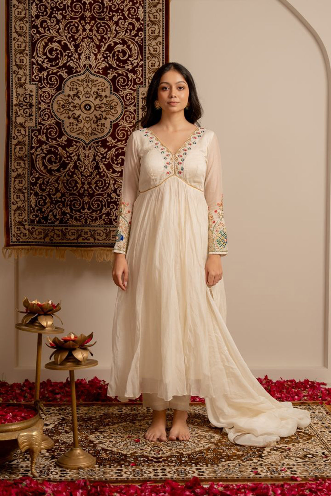 Whisper White Anarkali Suit Set