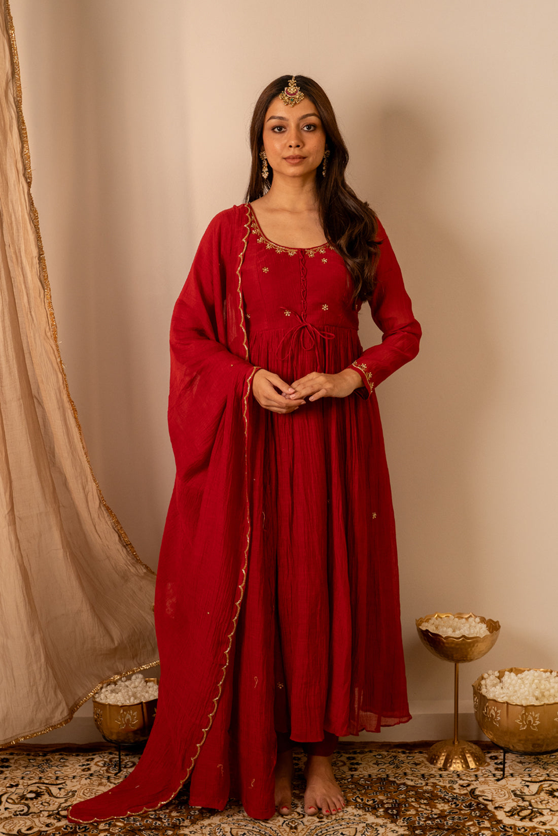 Cherry Red Anarkali Dress