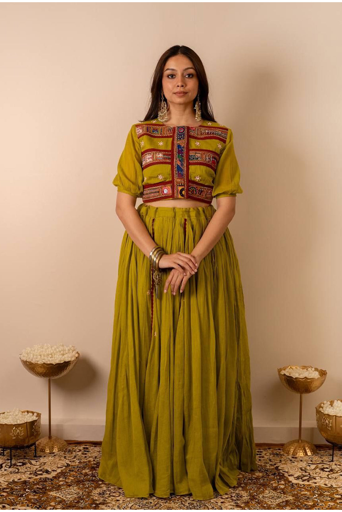 Brass Green Mull Cotton Skirt