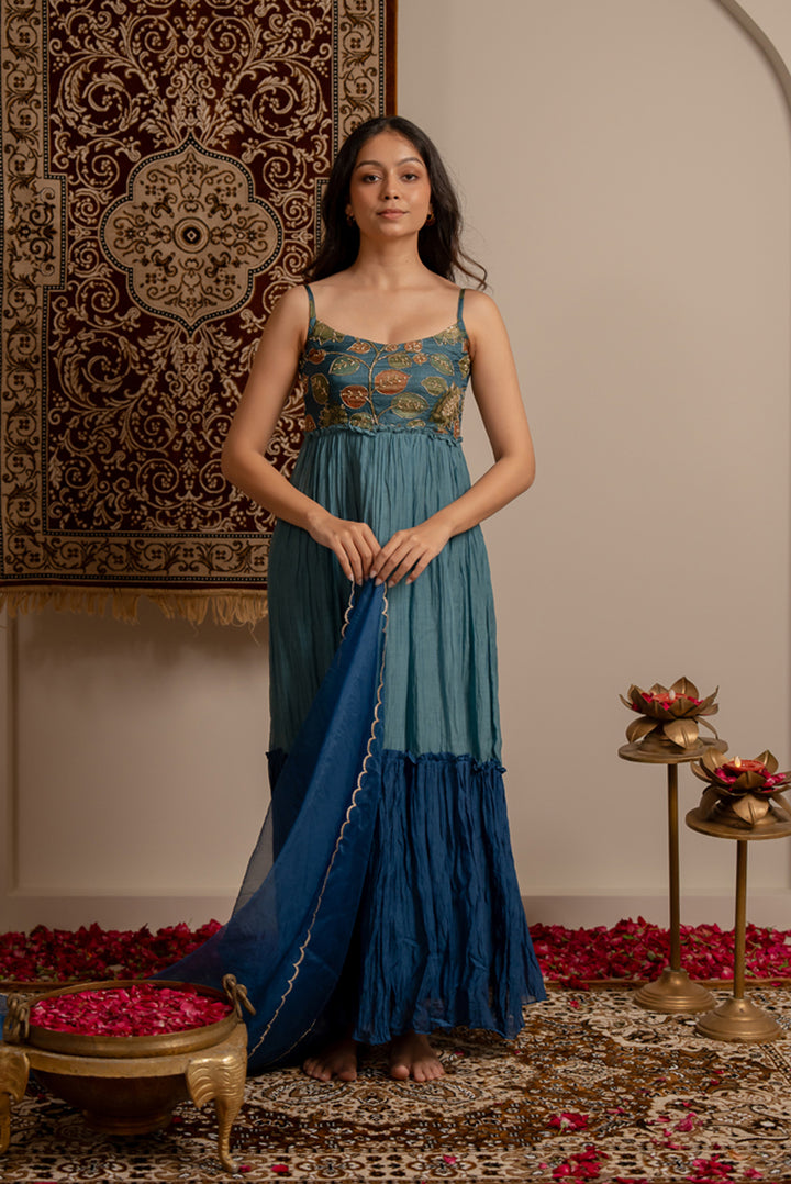 Azure Kalamkari Printed Gown