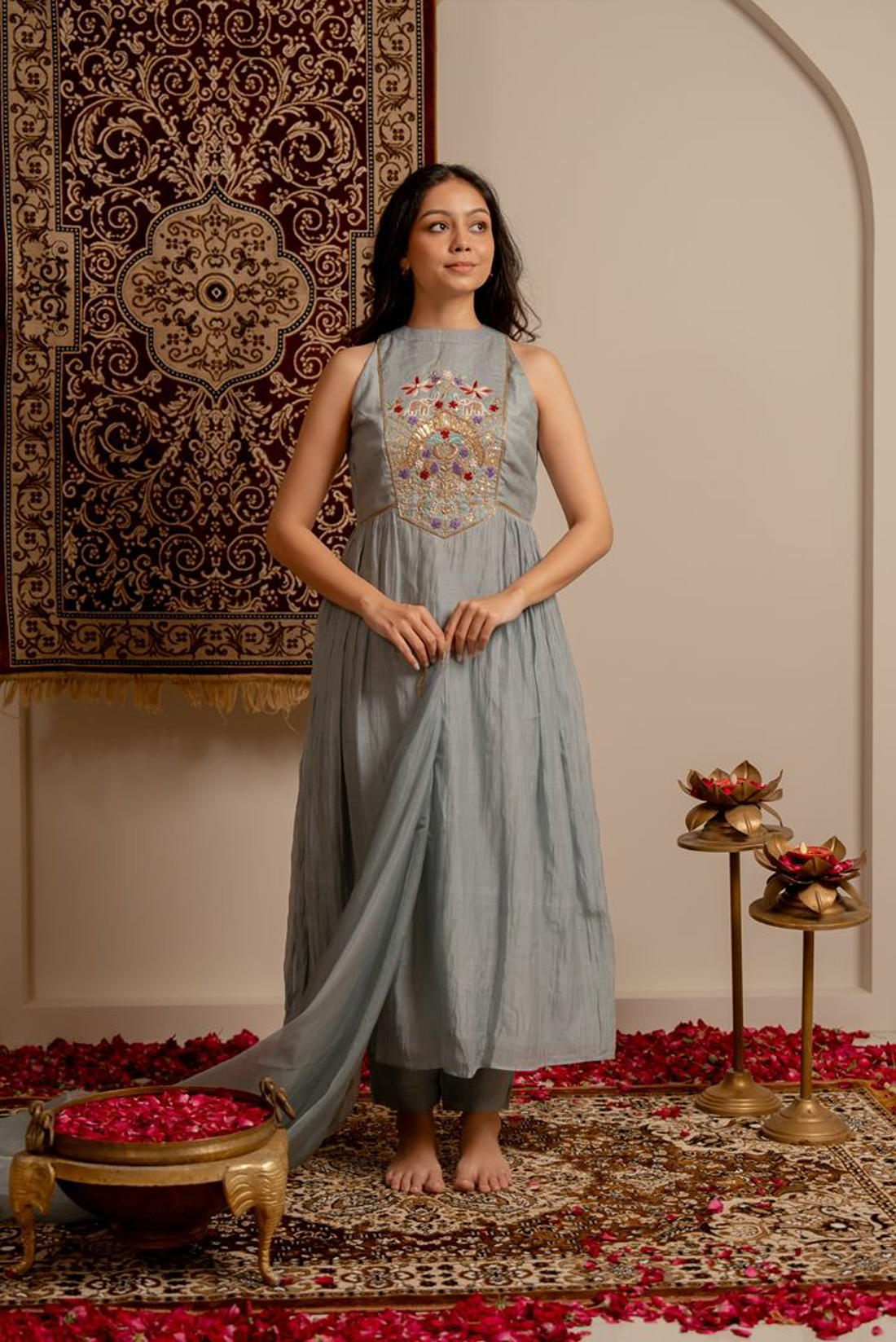Blue Berry Ice Anarkali Suit Set
