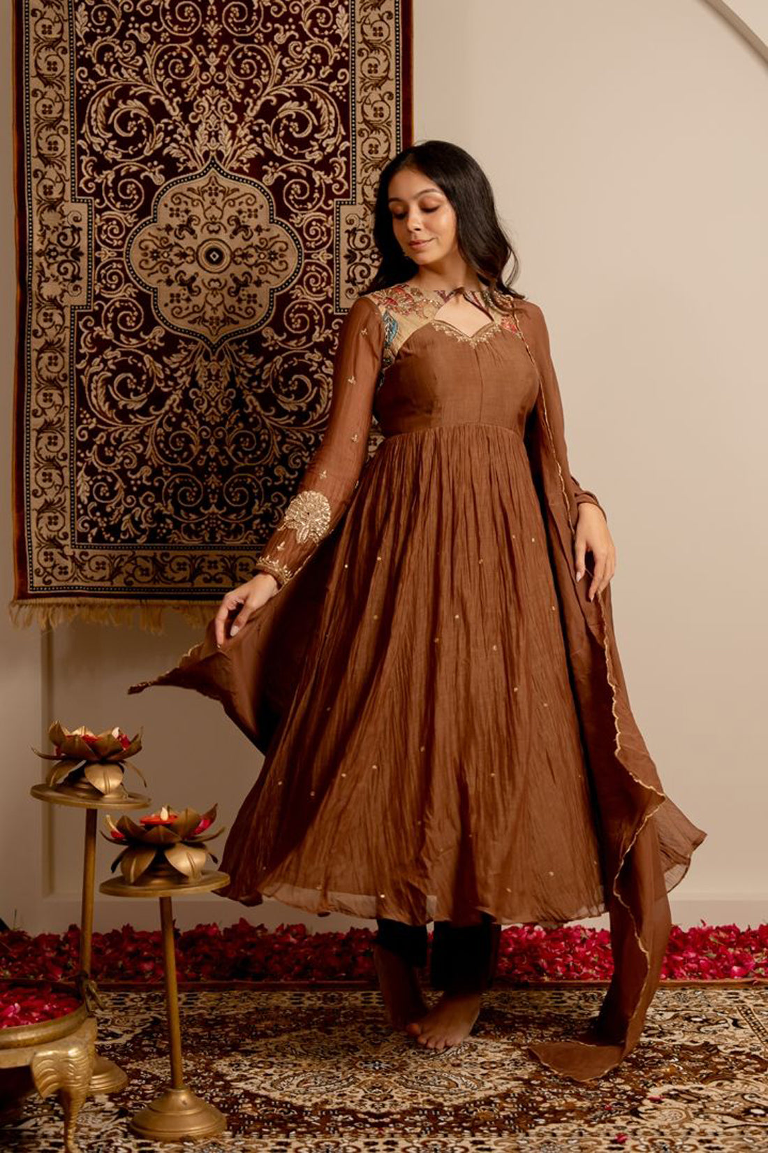 Cherry Wood Anarkali Suit Set