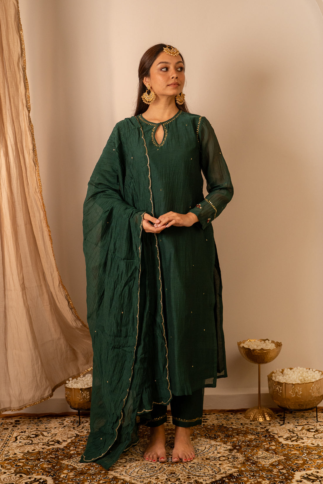Green Handworked Kurta