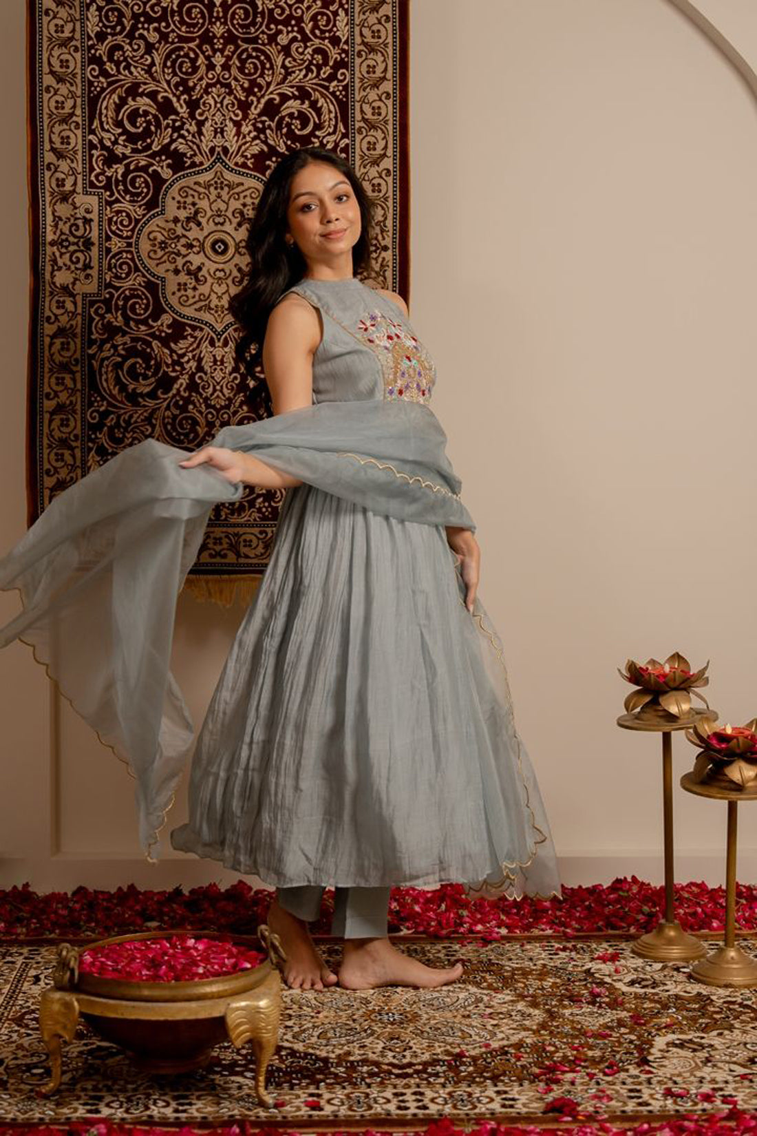 Blue Berry Ice Anarkali Suit Set