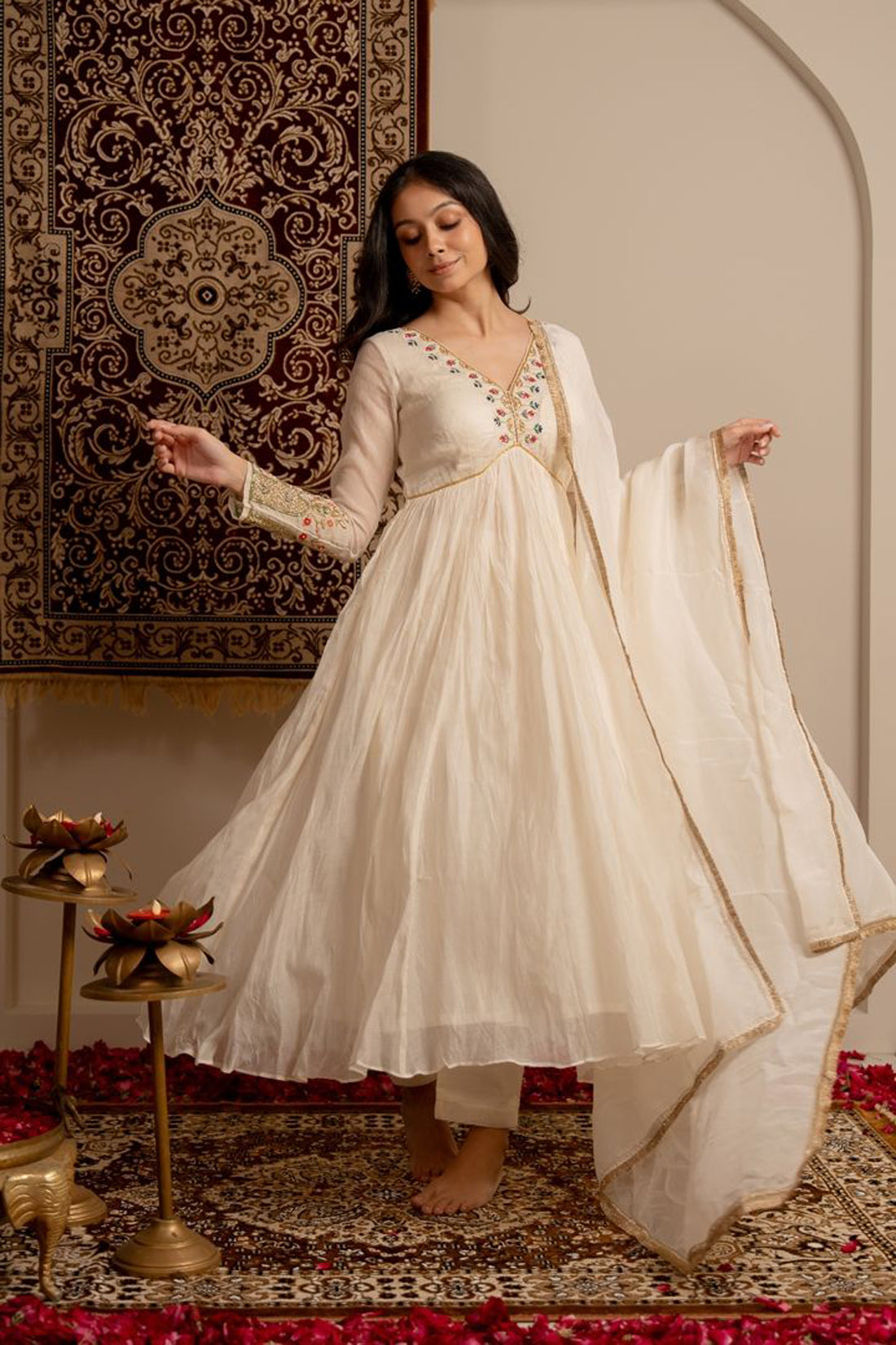 Whisper White Anarkali Suit Set