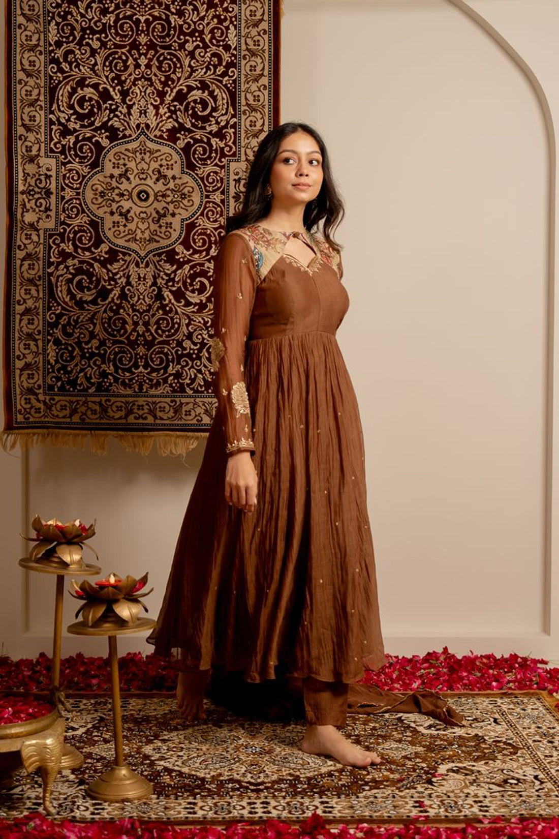 Cherry Wood Anarkali Suit Set