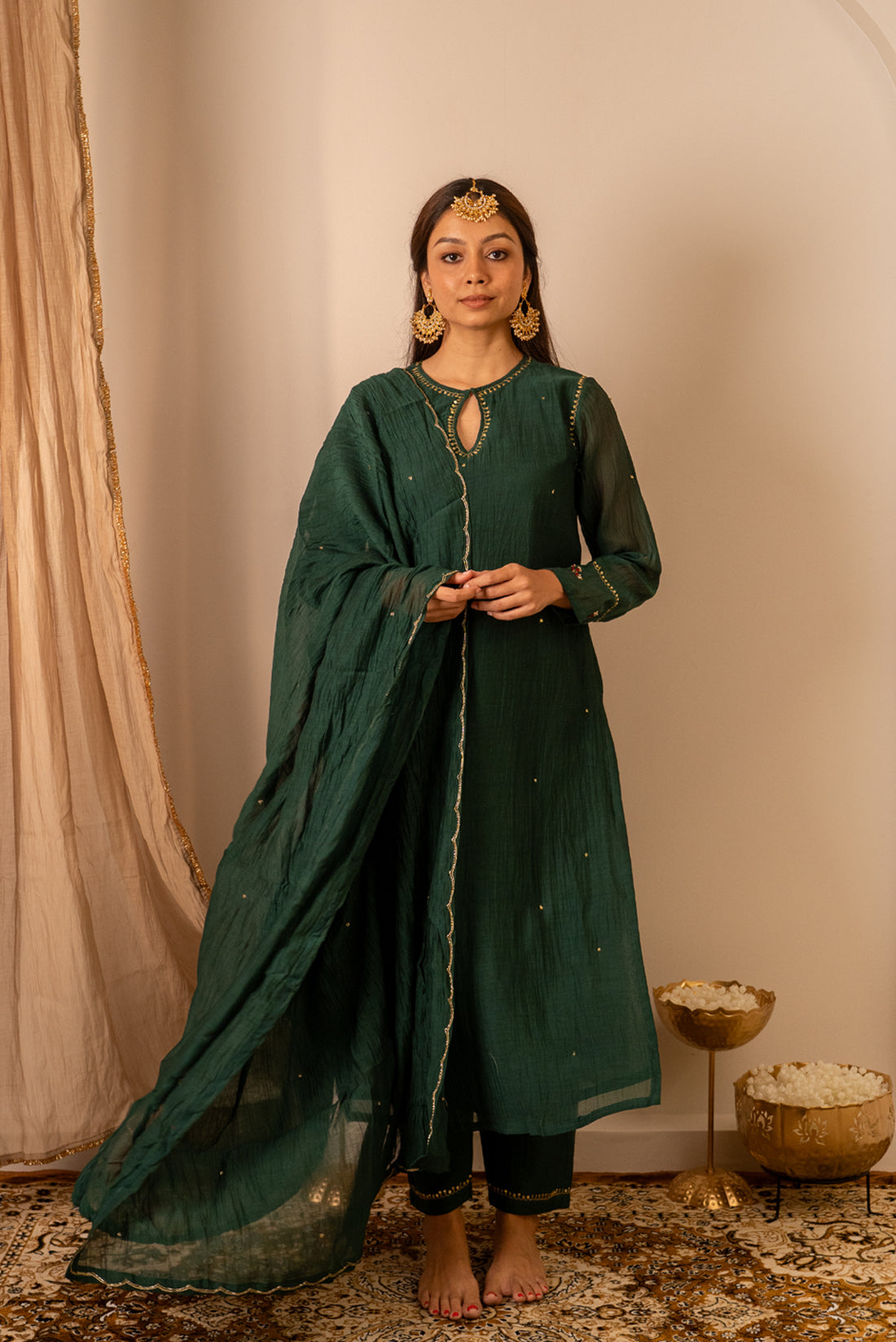 Green Handworked Kurta