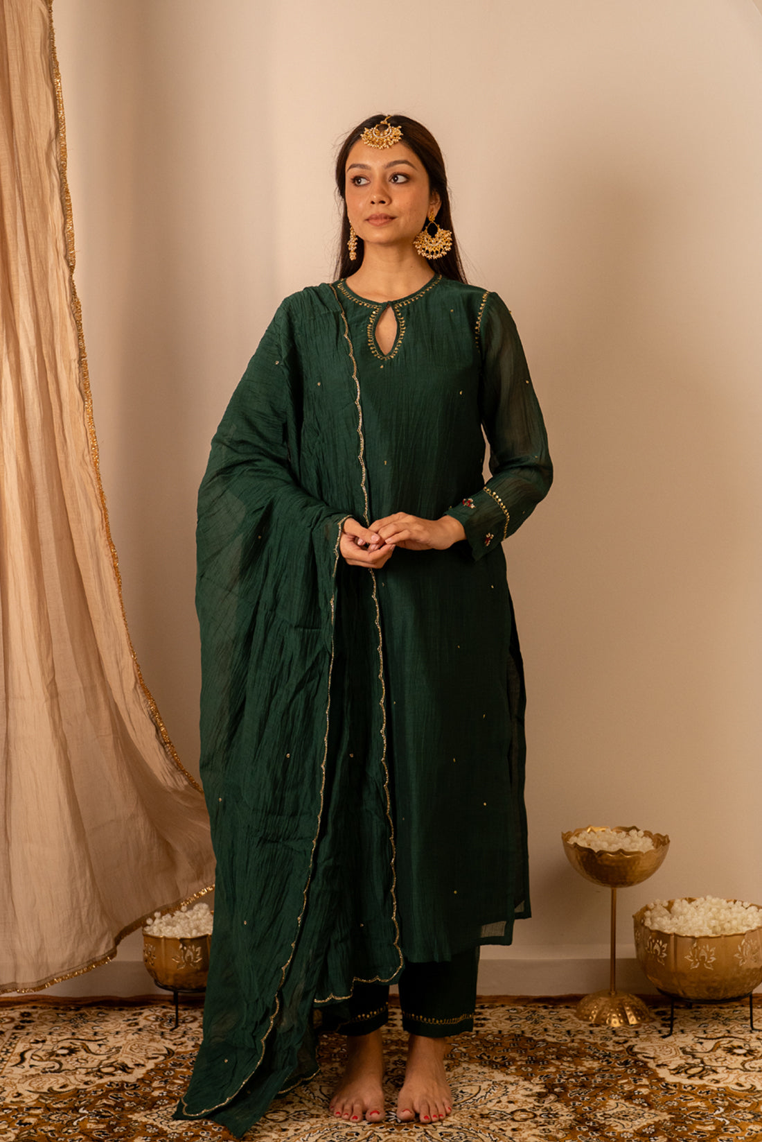 Green Handworked Kurta