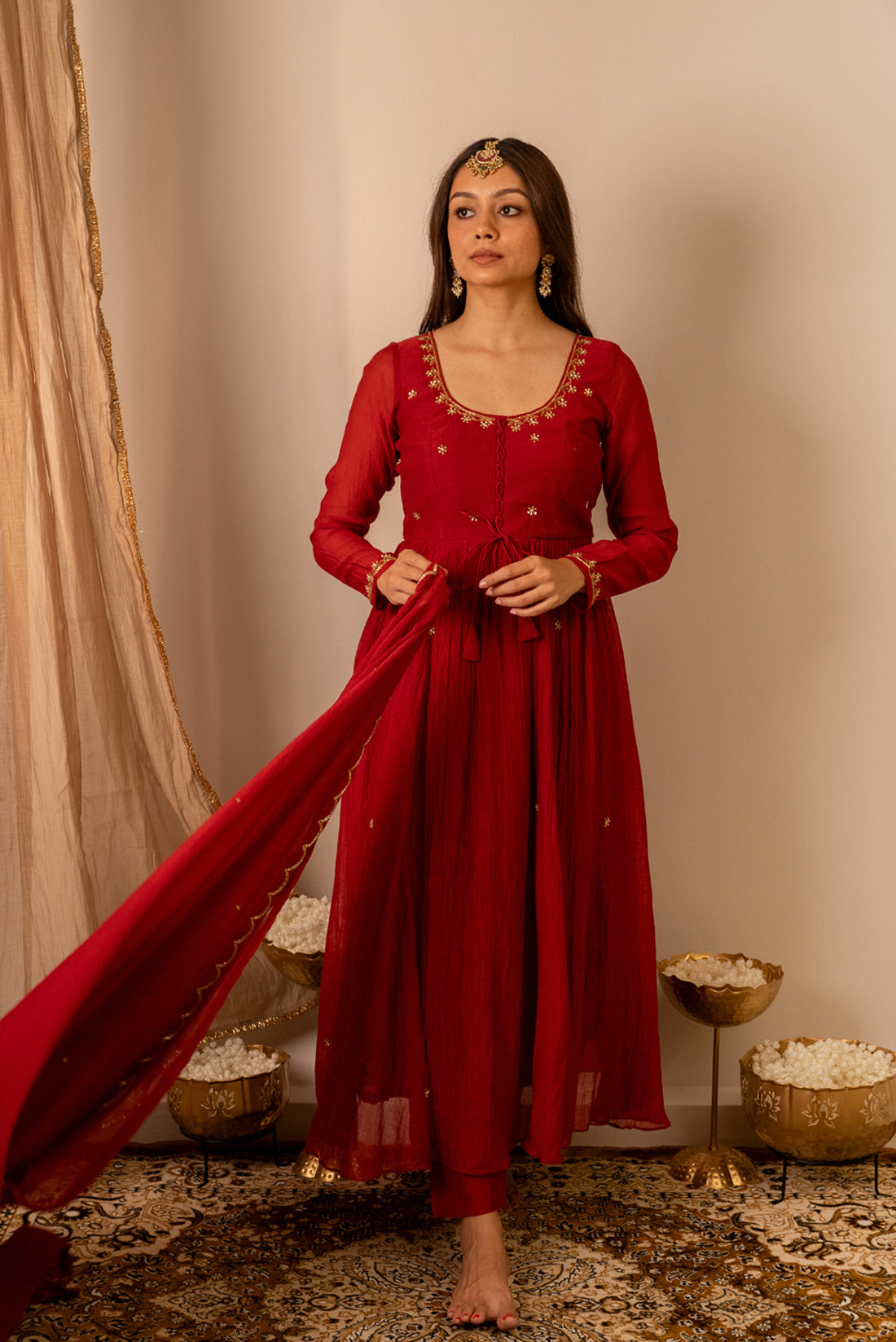 Cherry Red Anarkali Dress