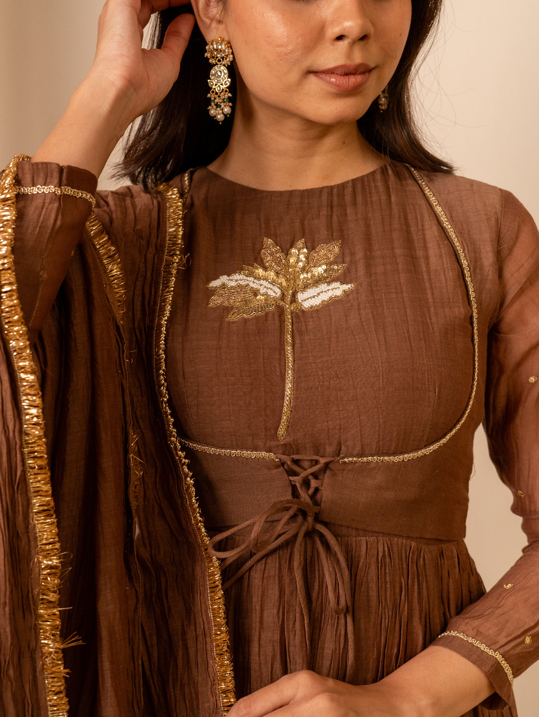 Brown Anarkali Set