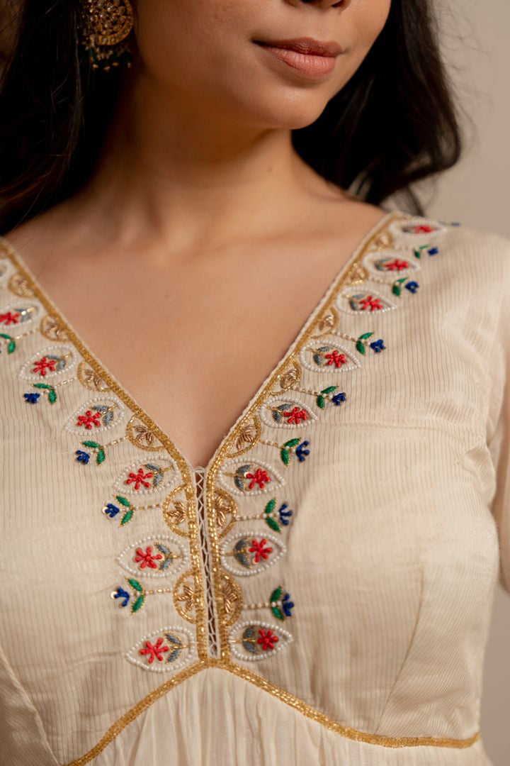 Whisper White Anarkali Suit Set