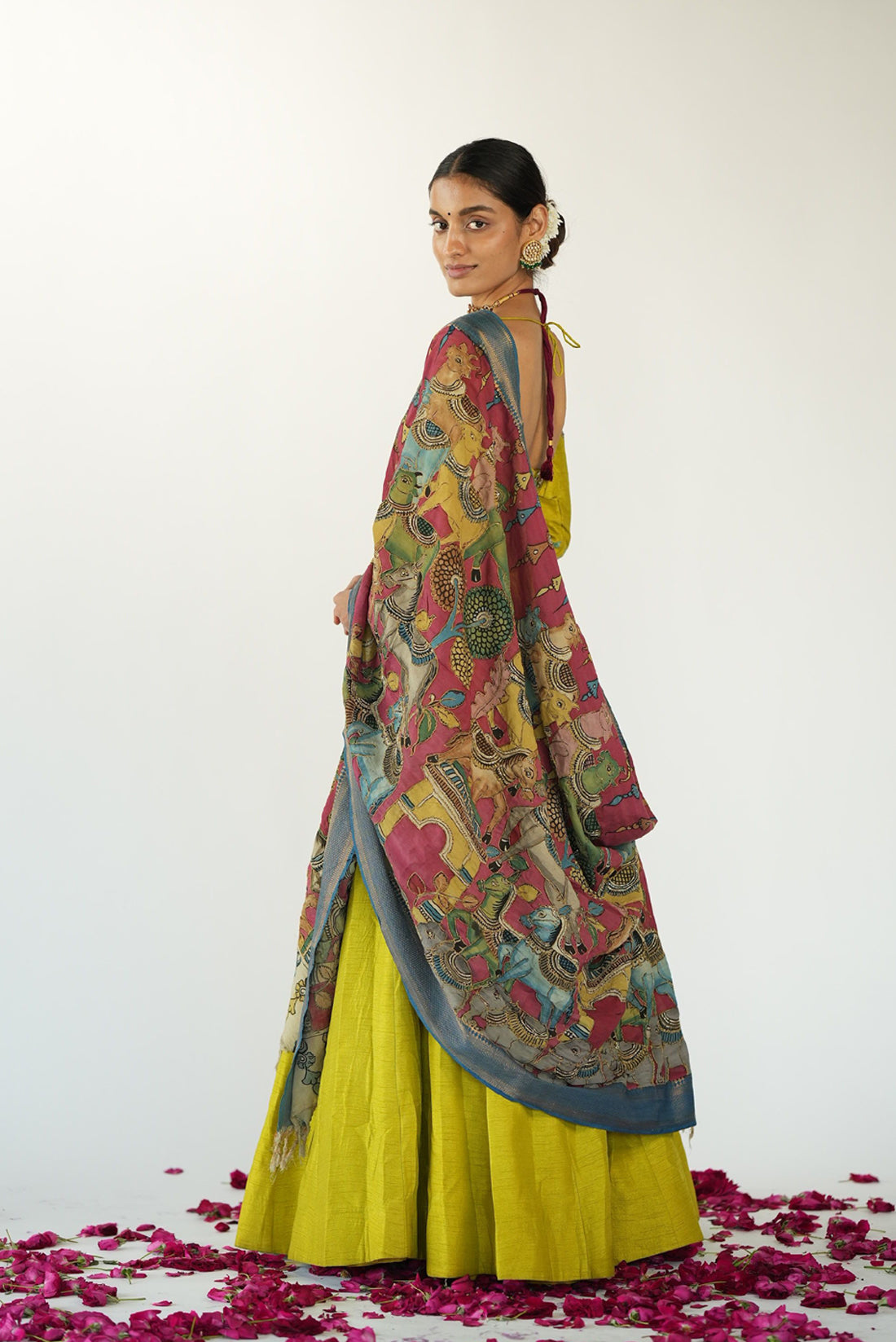 Brass Green Raw Silk Skirt