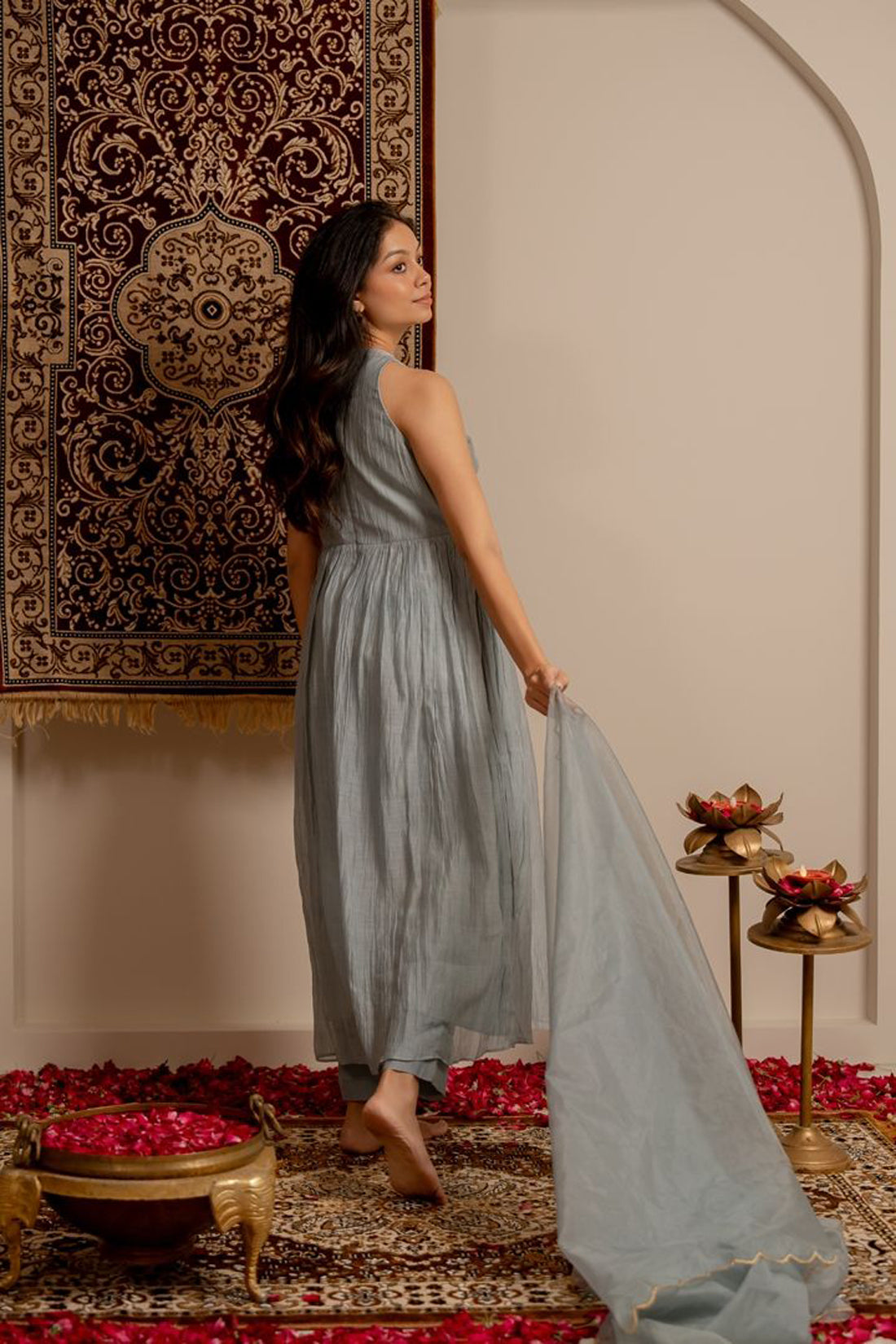 Blue Berry Ice Anarkali Suit Set