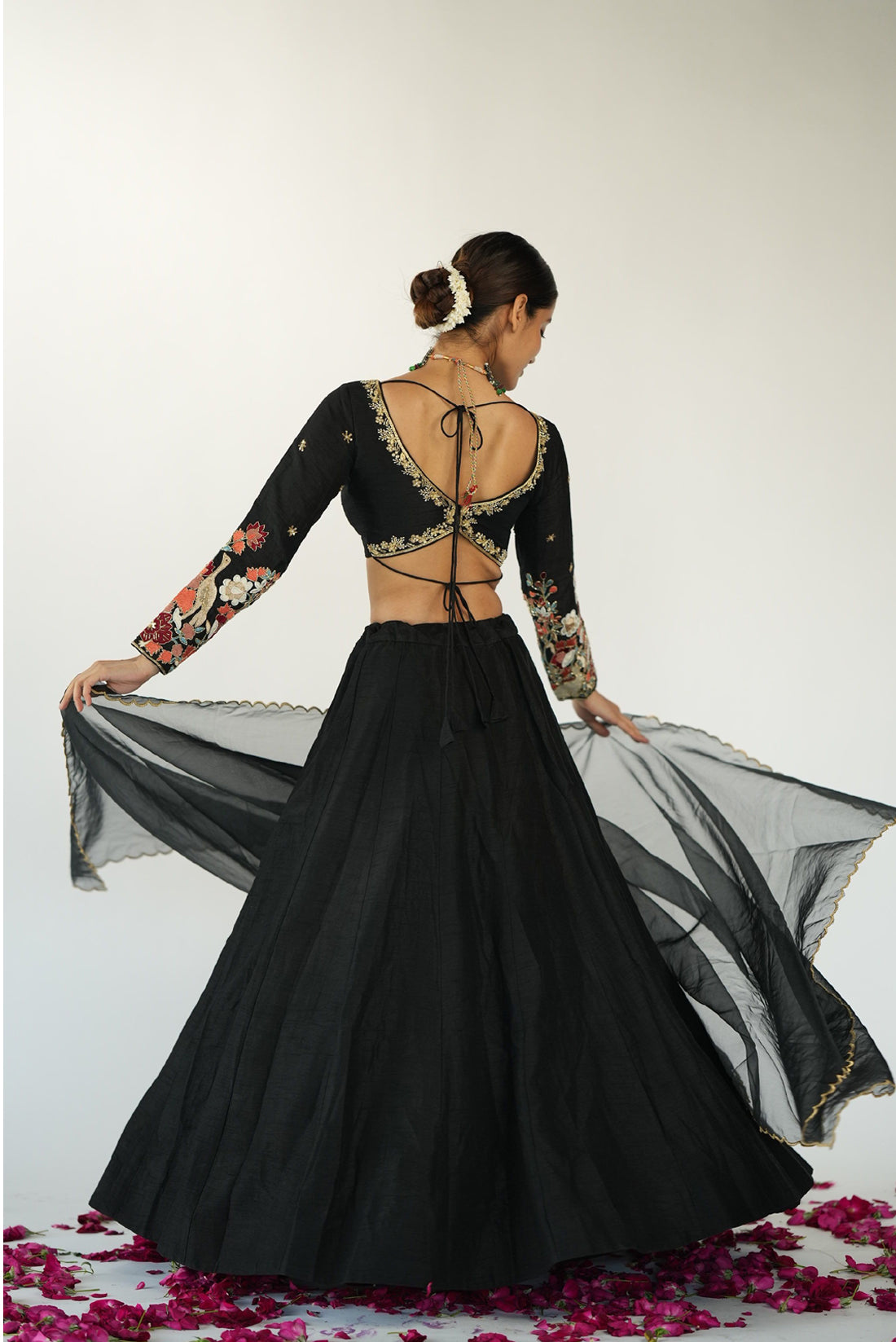 Black Raw Silk Skirt