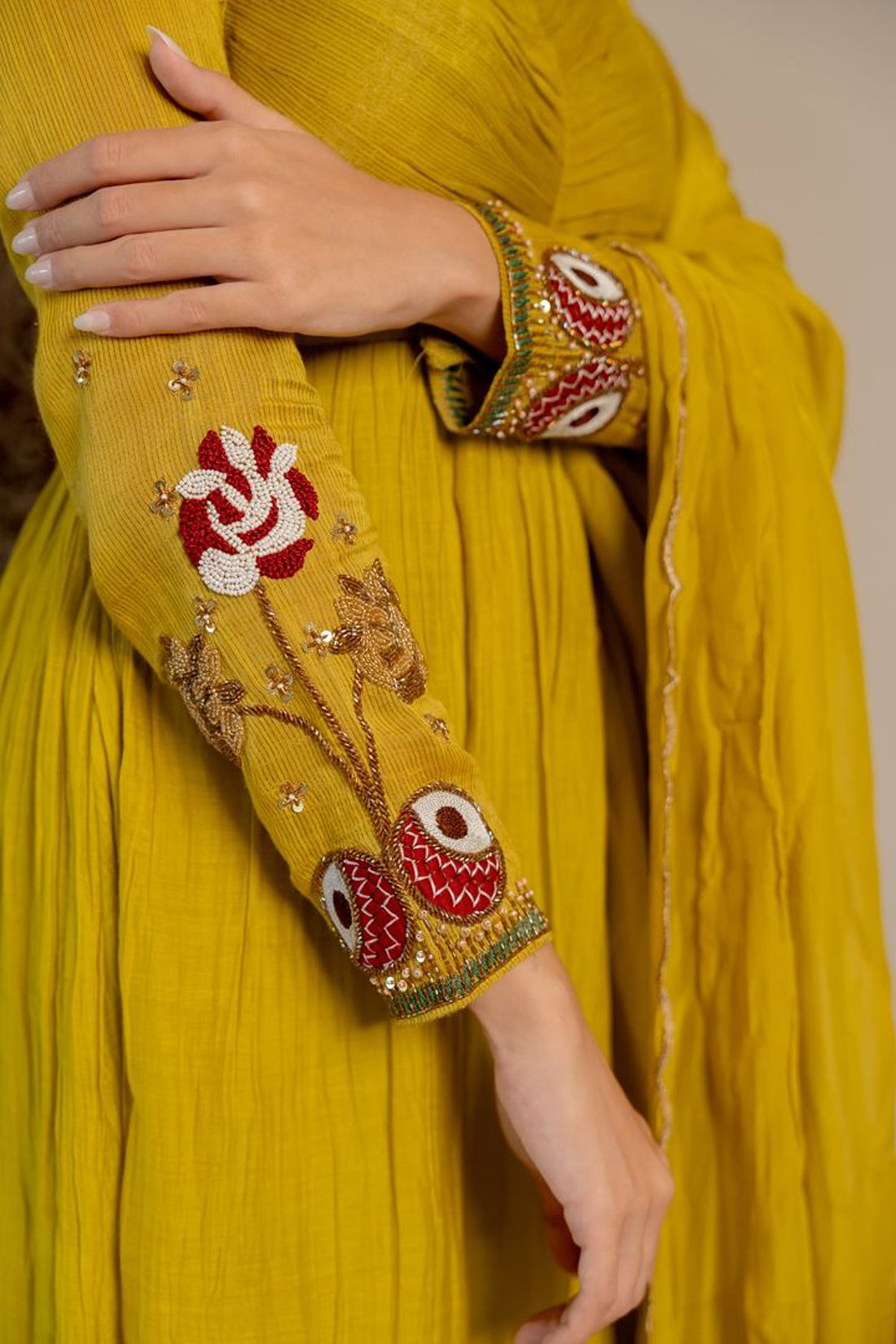 Sheen Green Anarkali Suit Set