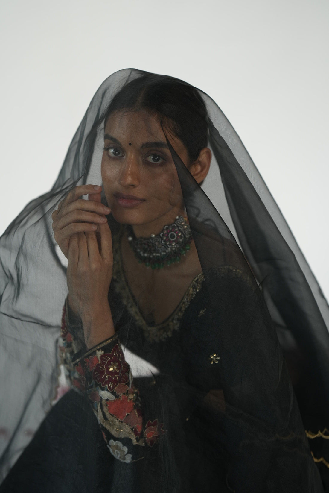 Black Raw Silk Skirt