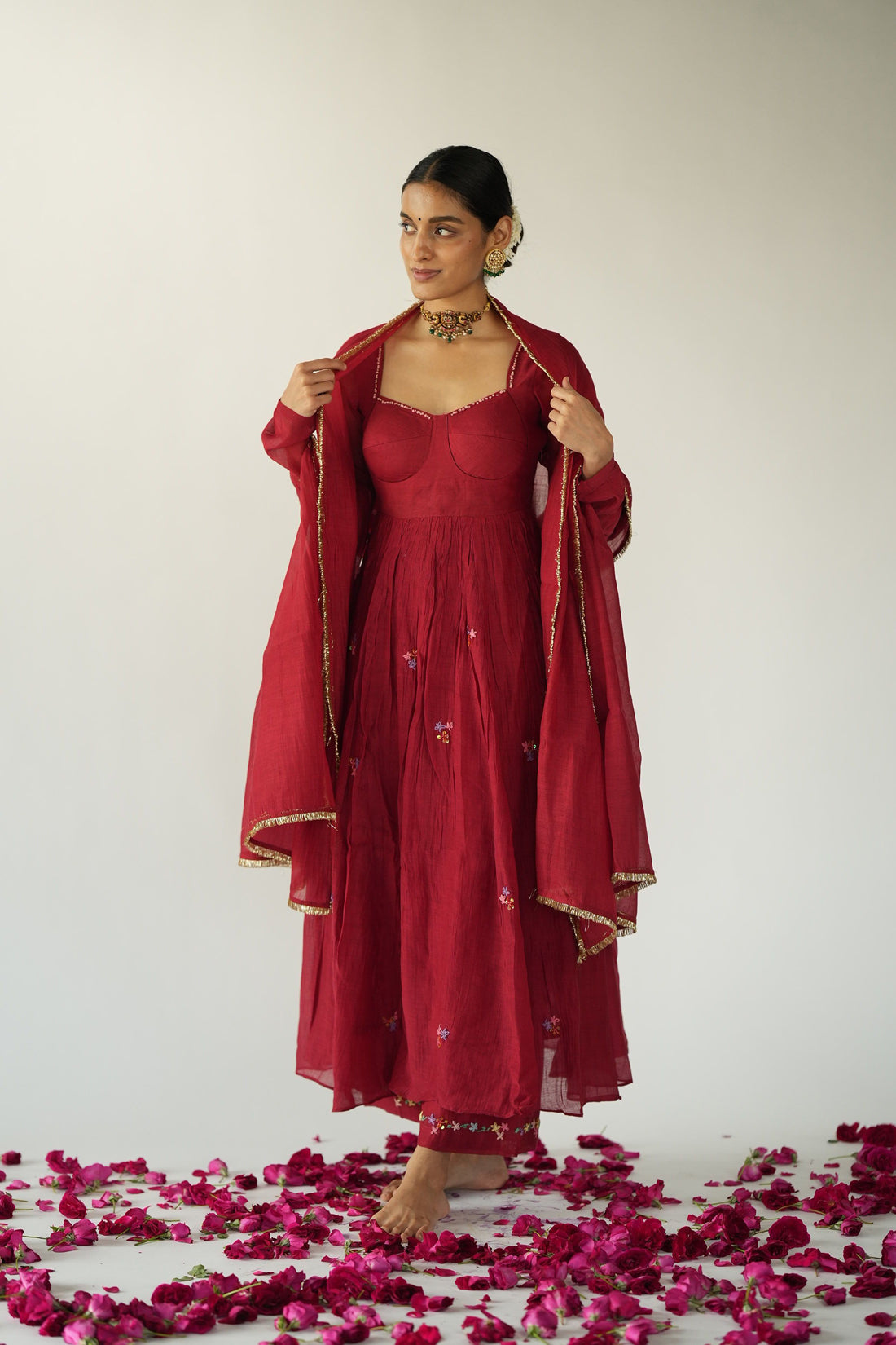 Cherry Red Anarkali Dress