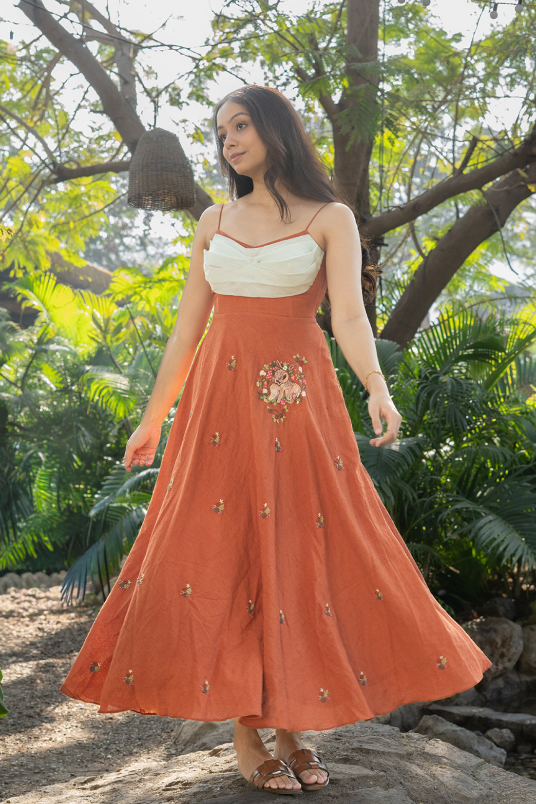 Rust Orange Drapped dress