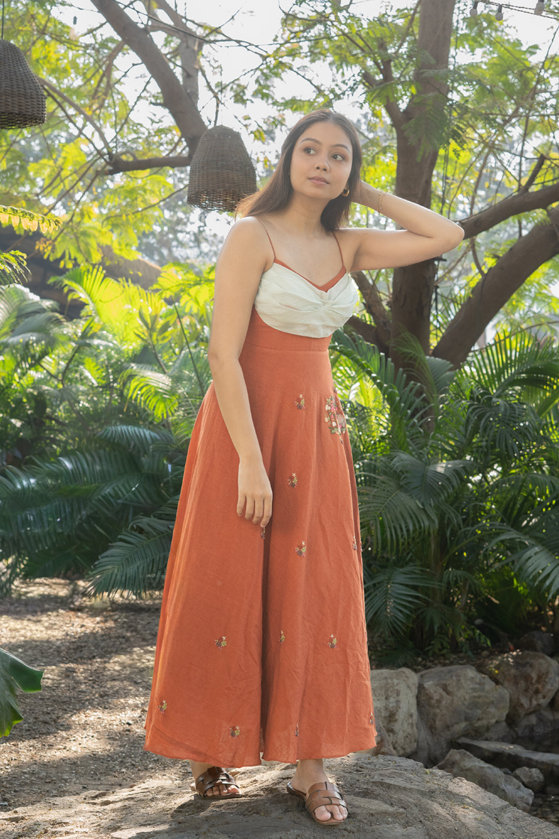 Rust Orange Drapped dress