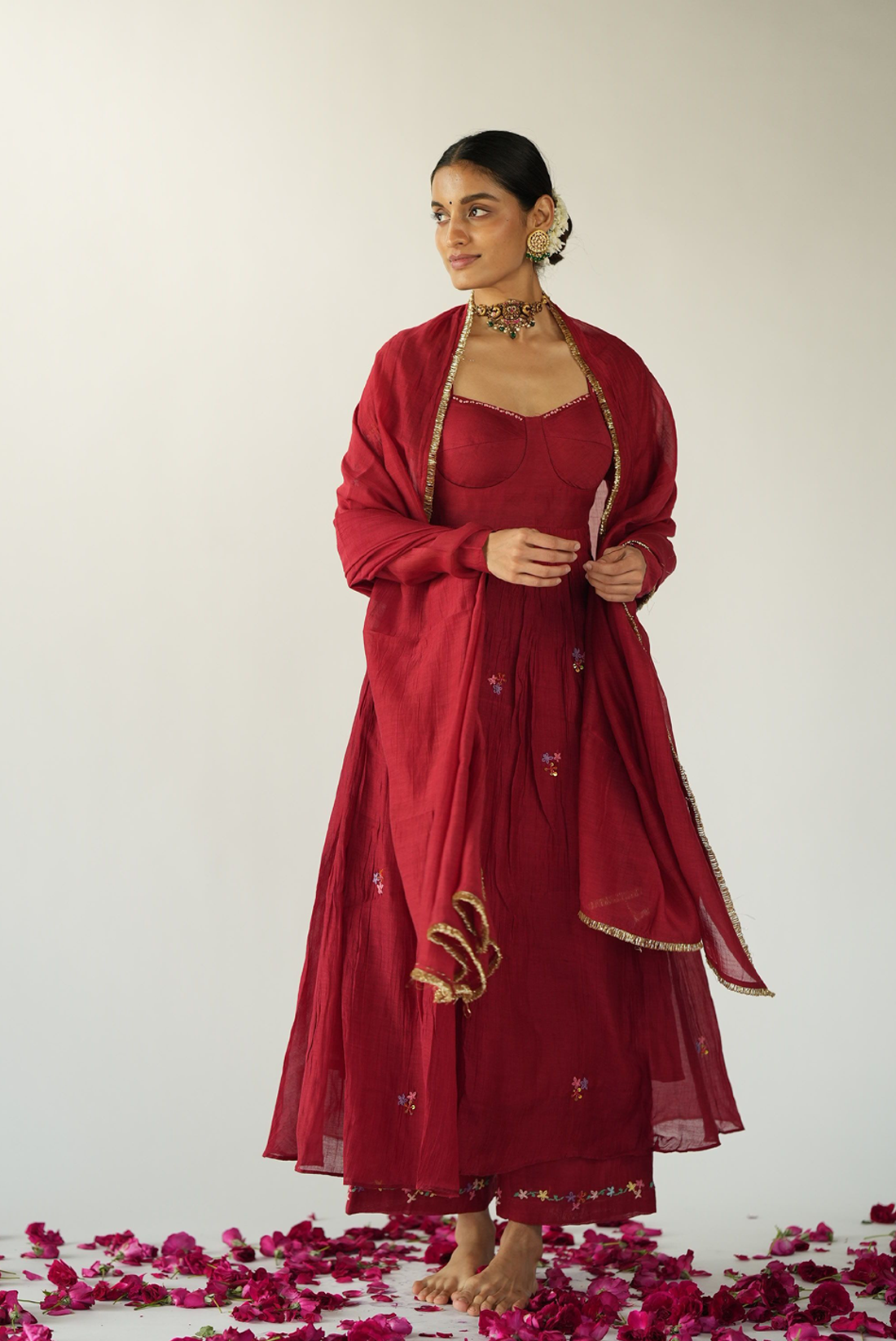 Cherry Red Anarkali Dress