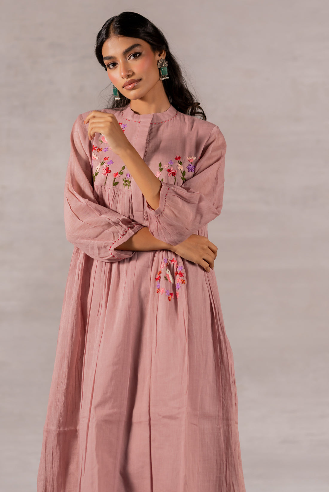 LILAC MULL COTTON HAND EMBROIDERED KURTA