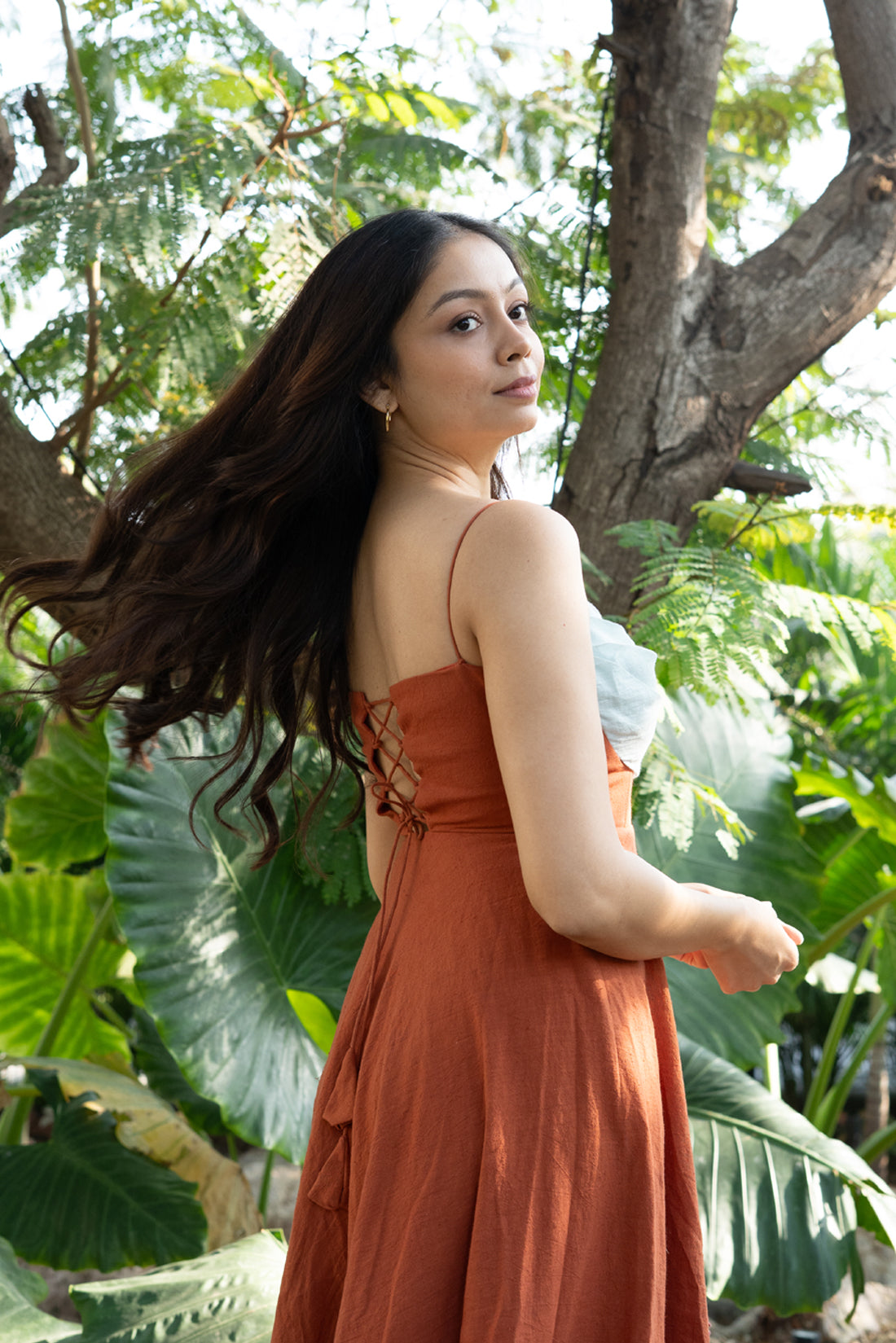 Rust Orange Drapped dress
