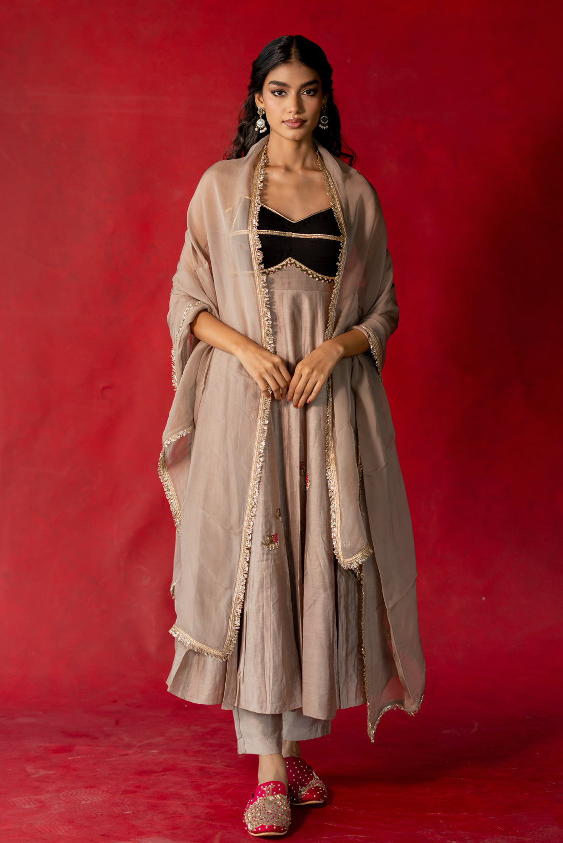 ELEPHANT GRAY ANARKALI SUIT SET