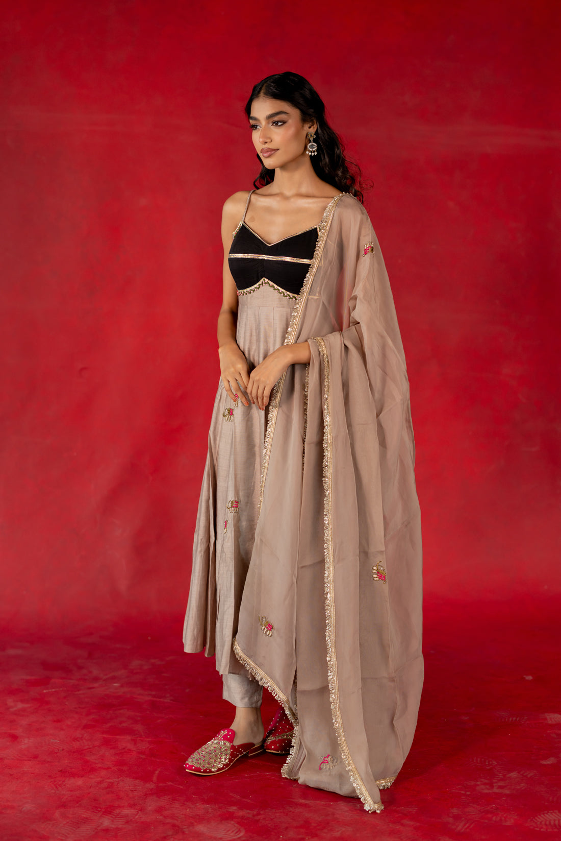ELEPHANT GRAY ANARKALI SUIT SET
