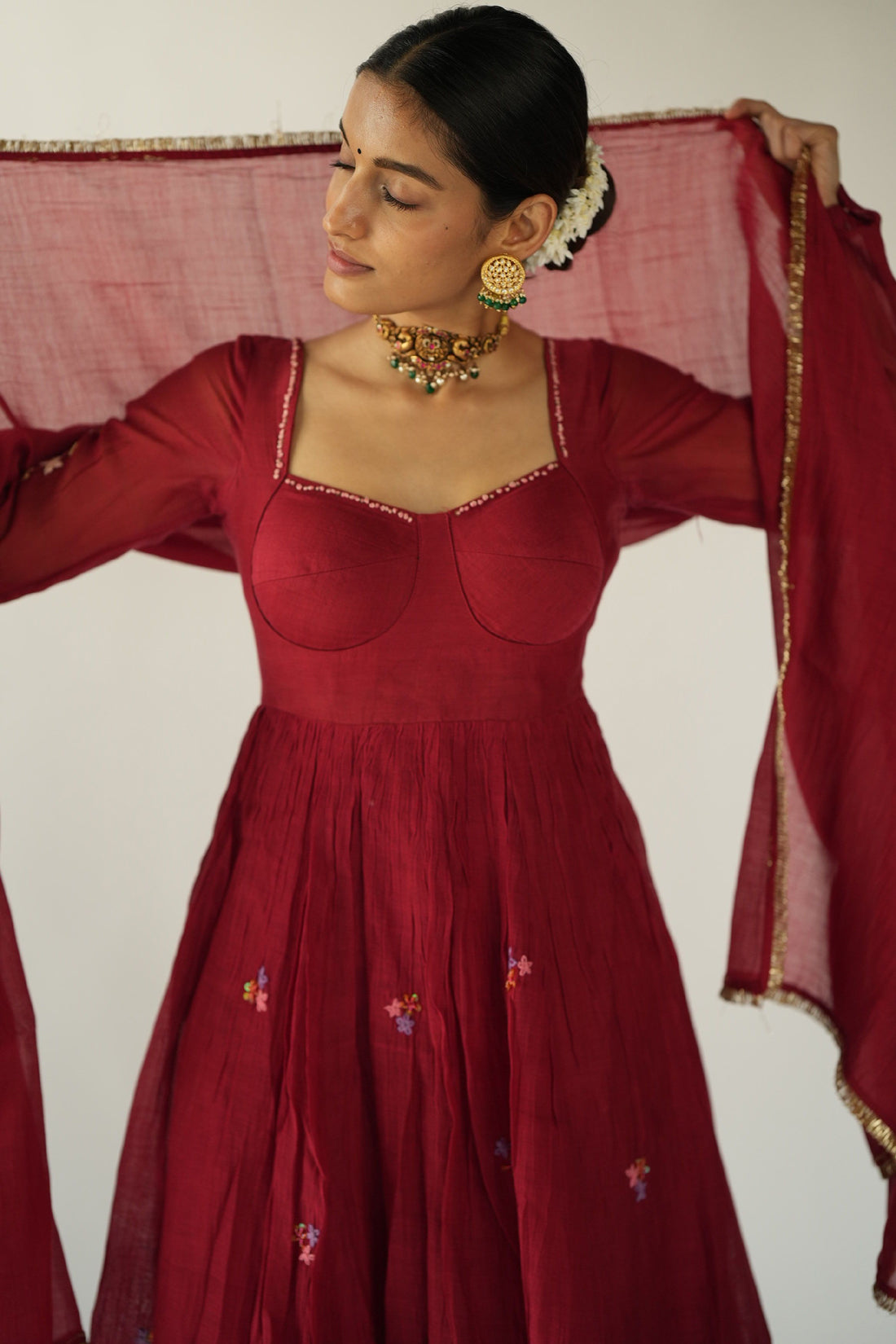 Cherry Red Anarkali Dress