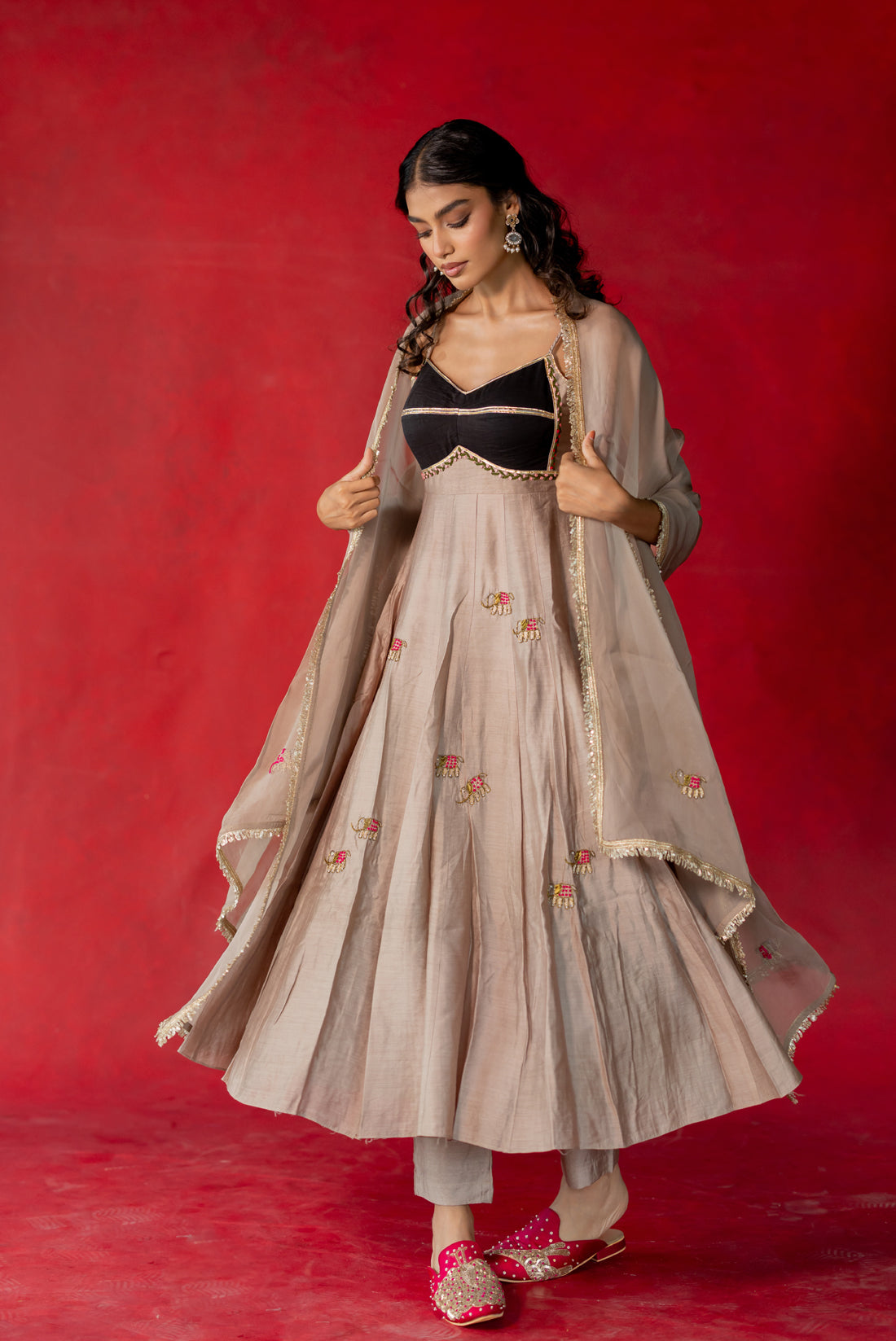 ELEPHANT GRAY ANARKALI SUIT SET