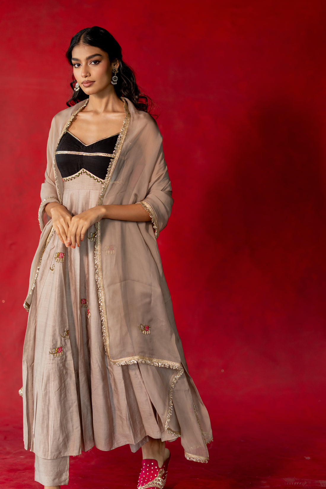 ELEPHANT GRAY ANARKALI SUIT SET