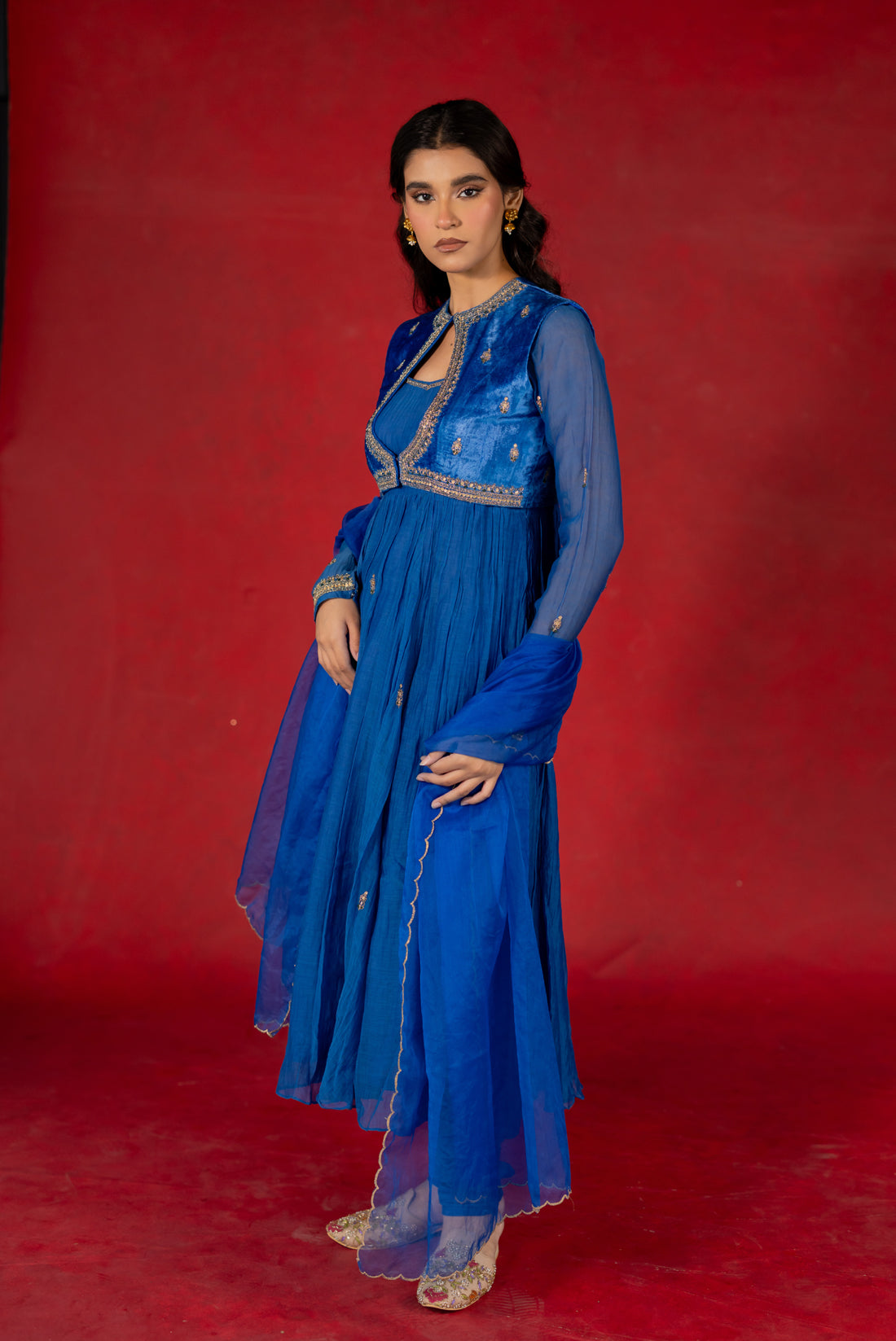 ELECTIC BLUE ANARKALI SUIT