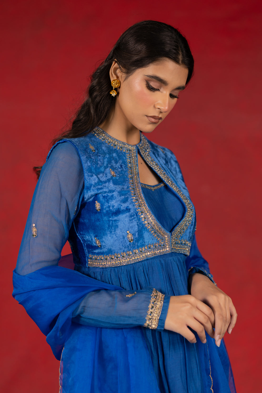 ELECTIC BLUE ANARKALI SUIT