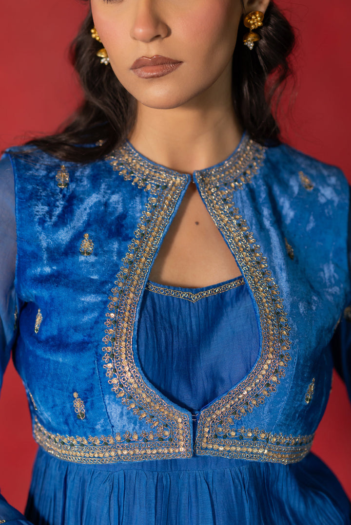 ELECTIC BLUE ANARKALI SUIT